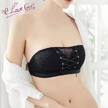 

Elovegirl New Solid Strapless Lace Bra Push Up Sexy Backless Bandage Bra Plus Size Fashion Sexy Lingerie Bra Dropshipping
