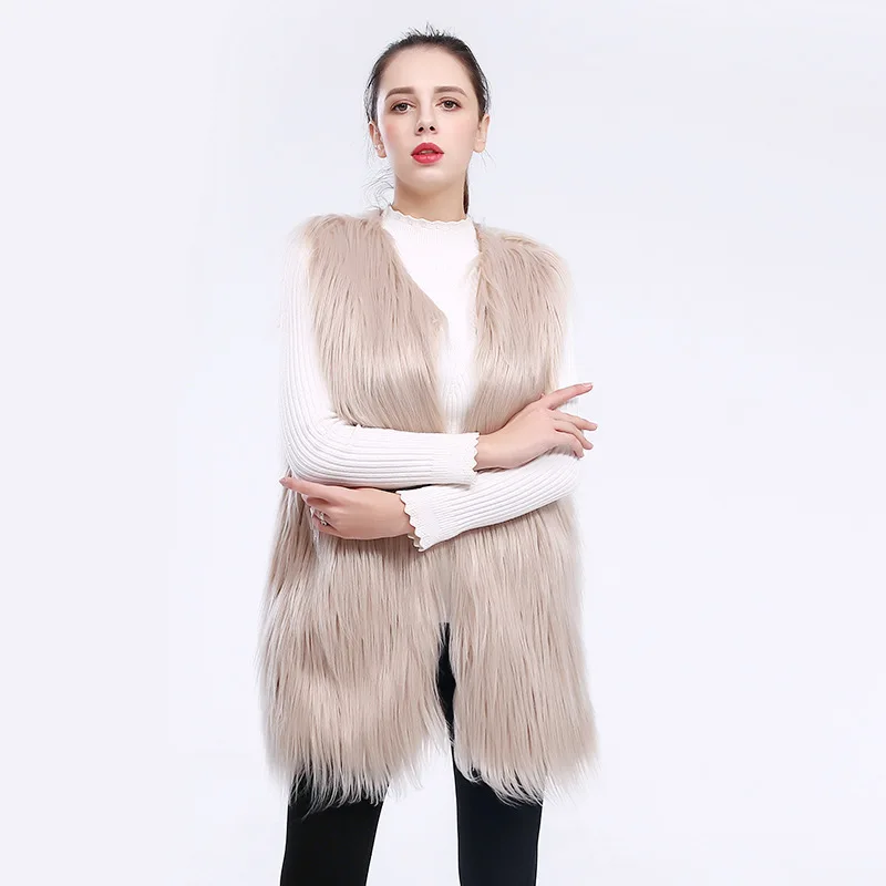 

Fur Vest Female Women's Coat Plush Fluffy Outerwear Winter Coats Women Plus Size Candy Colors Vest Fur Fashion Faux Gilet 2019