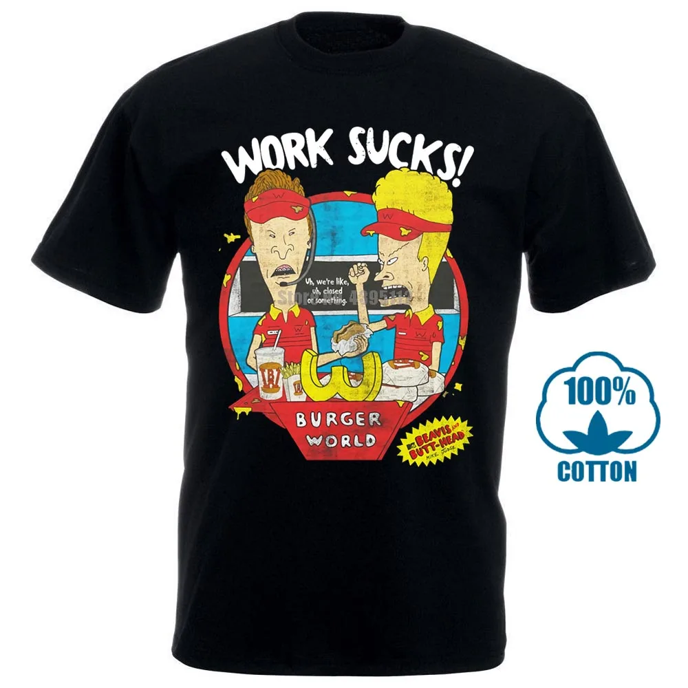 Для мужчин забавная футболка женщин крутая Beavis &amp Butthead работа сосет мода |