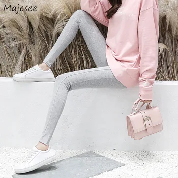 

Leggings Women Solid Fitted Simple Student Casual Soft Split All-match Womens Trousers Korean Style Daily Harajuku Females Chic