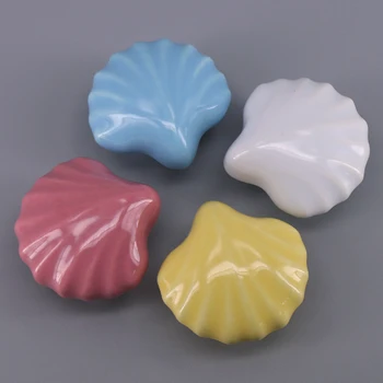 1pcs White Blue Pink Yellow Ceramic Drawer Shoe Cabinet Knobs Pulls Shell Square Heart Shape kitchen cupboard door handles