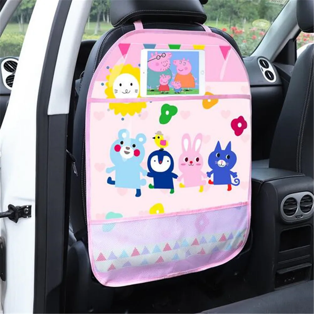 Cartoon Car Organizer Tablet Stand Hanging Bag Car Seat Back Protector Cover Kick Mat Car Styling Storage Holder Car Accessories