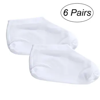 

6 Pairs Cotton Moisture Socks Foot Spa Socks Moisturising Socks for Dry Hard Cracked Skin (White)