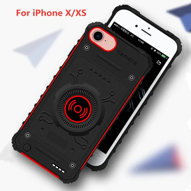 Беспроводное зарядное устройство для телефона, внешний аккумулятор для iPhone 8, 7, 6 S, 6 Plus, внешний аккумулятор, чехол для iPhone X/Xs, портативный чехол для аккумулятора для iPhone 8, 7 - Цвет: Red 5000mAh
