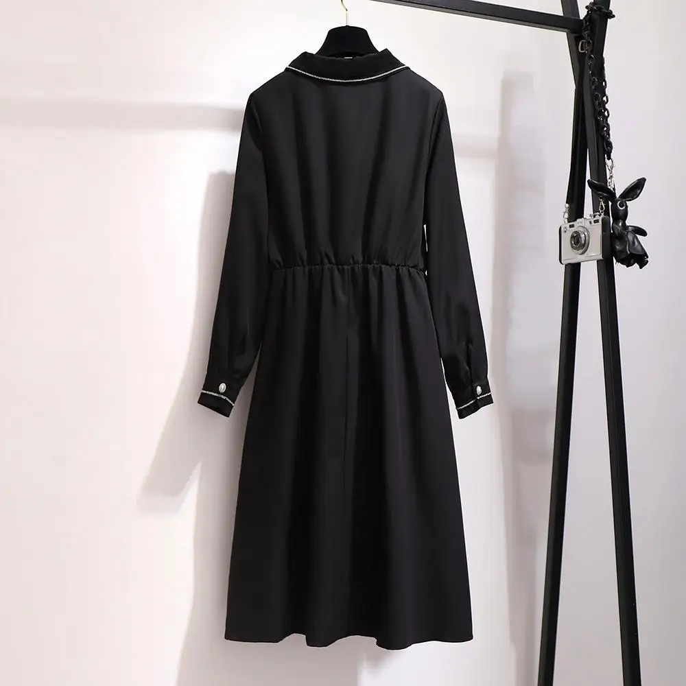 5XL 6XL, большой размер, Осеннее Повседневное платье, женское платье с длинным рукавом размера плюс, однотонное платье на пуговицах, офисное платье для женщин, платье большого размера