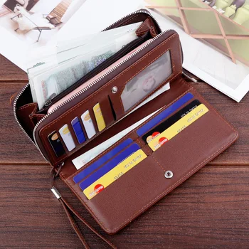 

New Style Simple Long Wallet Men's Multi-functional Mobile Phone-friendly jia shi zheng bao MEN'S LONG Pattern Wallet