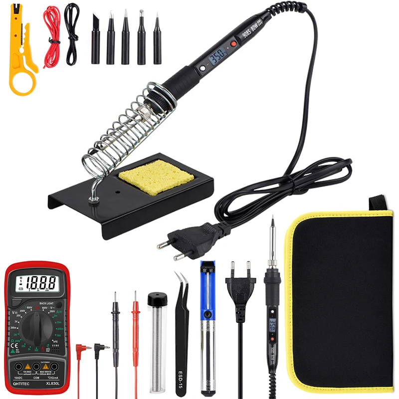 JCD 80W Digital Electric Soldering Iron Temperature Adjustable LCD display With multi-function multimeter Solder welding tools ac 225 arc welder Welding Equipment