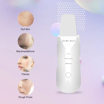 

Ultrasonic Facial Skin Scrubber Peeling Ion Deep Face Cleaning Blackhead Removal Rechargeable Skin Lifting Device Beauty Tool