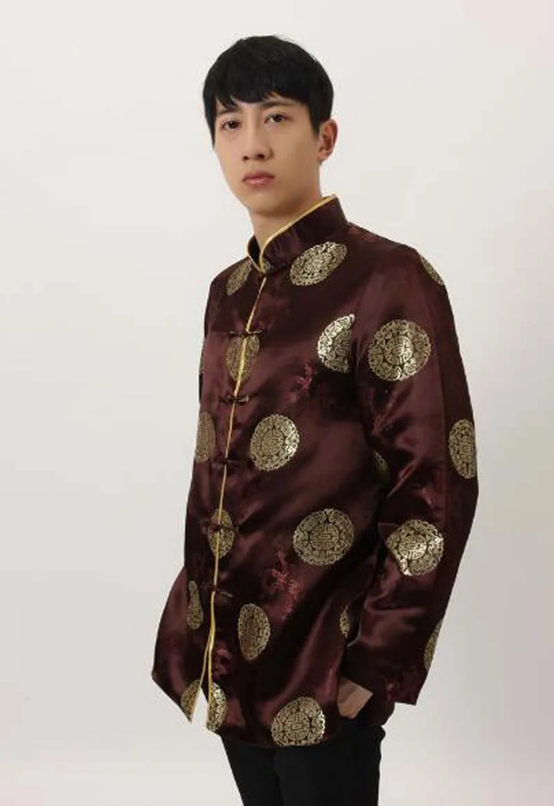 Hot Sale Chinese Tang Suit Men Tradtional Silk Satin Jacket Kung Fu Coat Casual Clothing Birthday Party Jackets Size S-XXXL