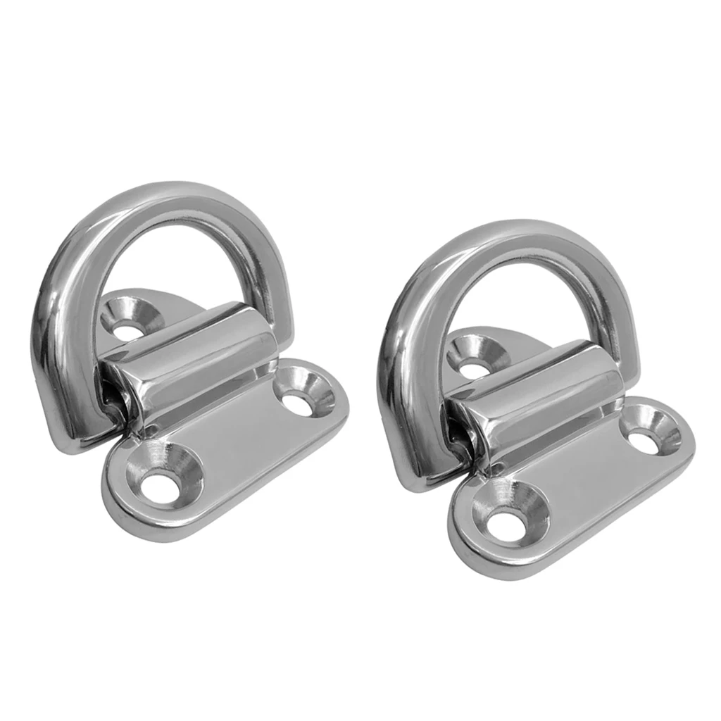 8 Pack of Folding Pad Eye Lashing D Ring Tie Down Anchor Point Marine Trailer Truck, 316 Stainless Steel