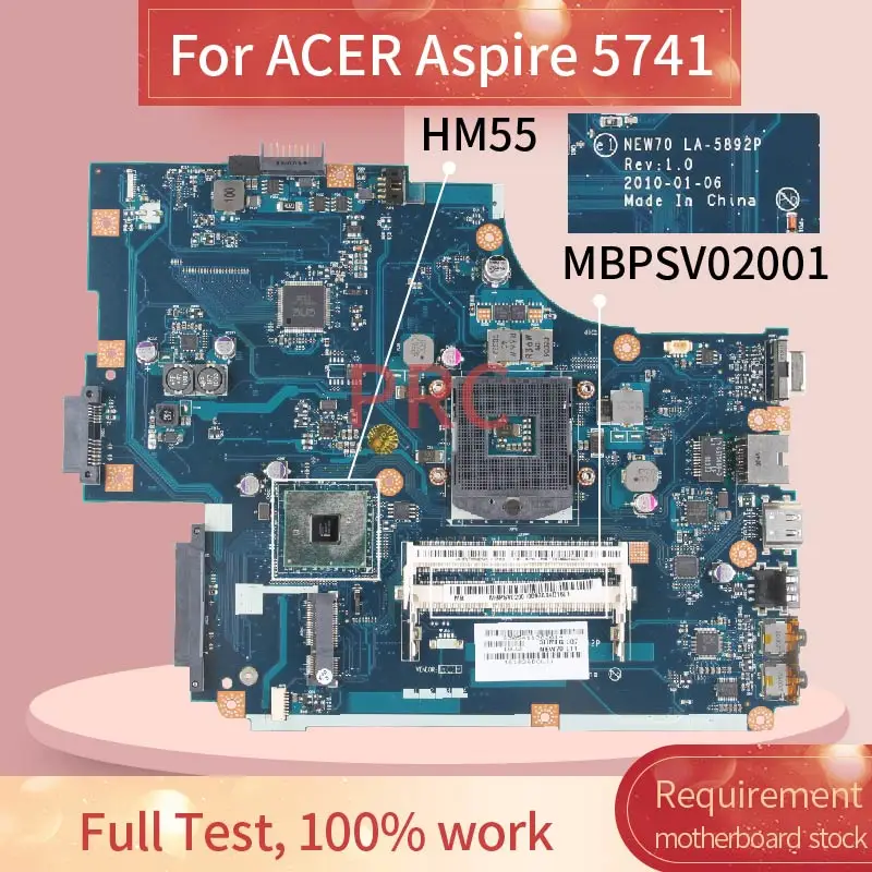 Placa-mãe para Notebook Acer Aspire 5741 5741g 5742 Gateway Nv59c Mbpsv02001 Hm55 Ddr3 Placa-mãe