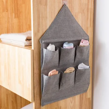 

Magazine Storage Wall Door Multi Pockets Closet Hanging Organizer Wardrobe Bathroom Space Saving Cotton Linen Bedroom Foldable