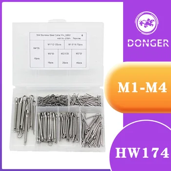 

275Pcs/box Cotter Pin Set 304 Stainless Steel 5.0*50 4.0*35 3.0*30 2.0*20 2.5*25 1.0*16 Hardware Assortment Box