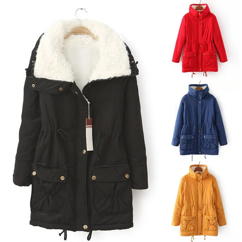 Зимняя куртка, женская теплая парка, Повседневная тонкая женская флисовая однотонная куртка с меховым воротником, верхняя одежда, пальто, 3XL, Chaqueta Mujer, пальто для женщин