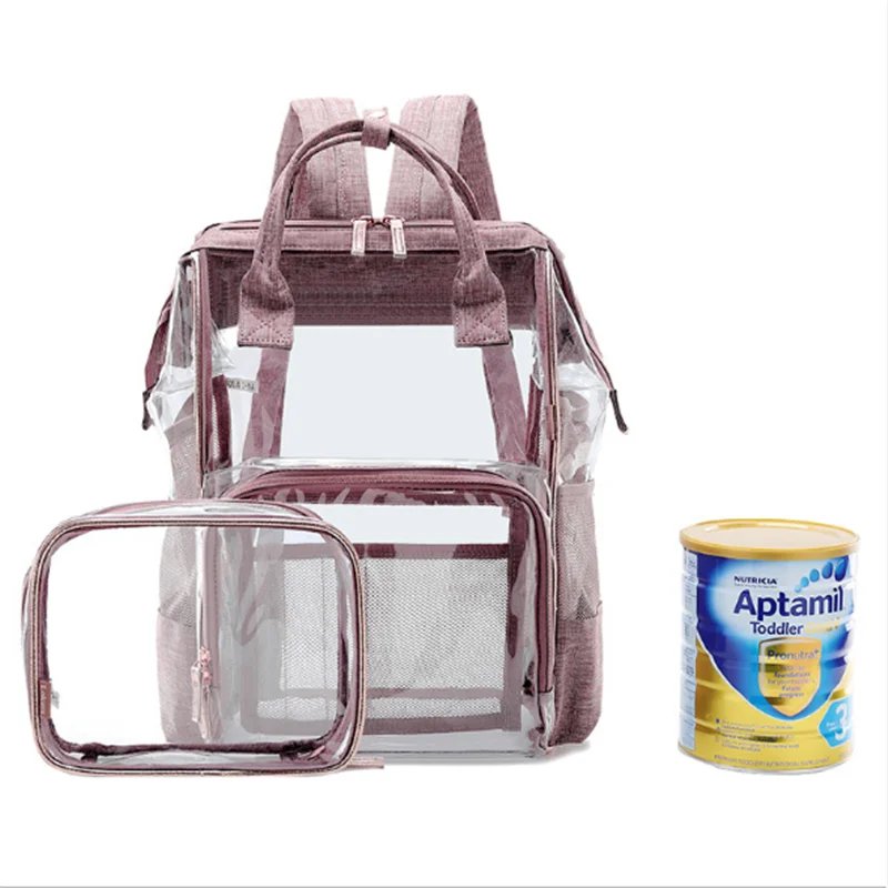 

2 PCS Baby diaper bag fashion mummy backpack Unique transparent backpack for women Nursing Bag Baby Care Women's Fashion Bag