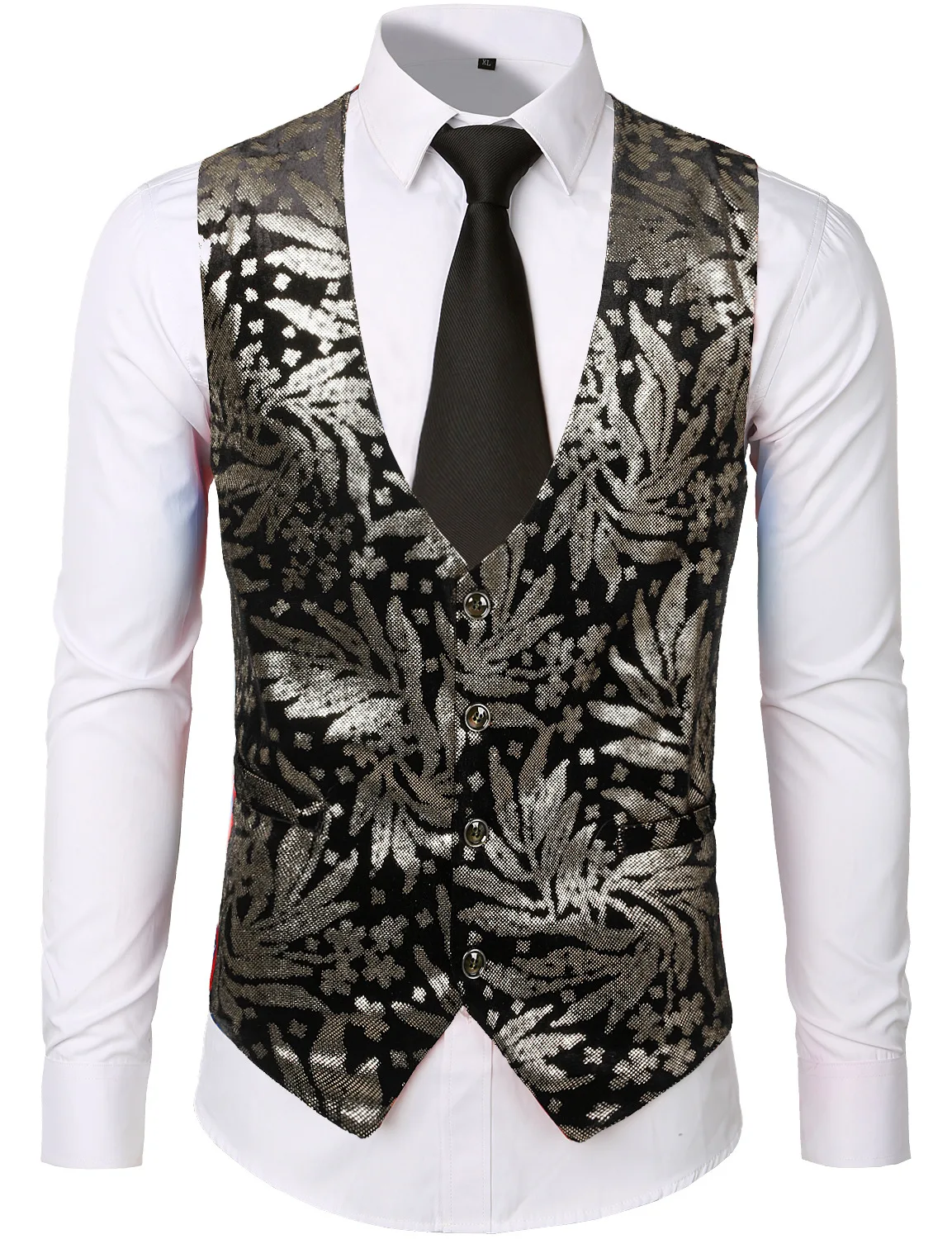 AliExpress Night Club Style Casual Vest-Style Bronzing Printed Waistcoat Single Breasted Waistcoat SV05