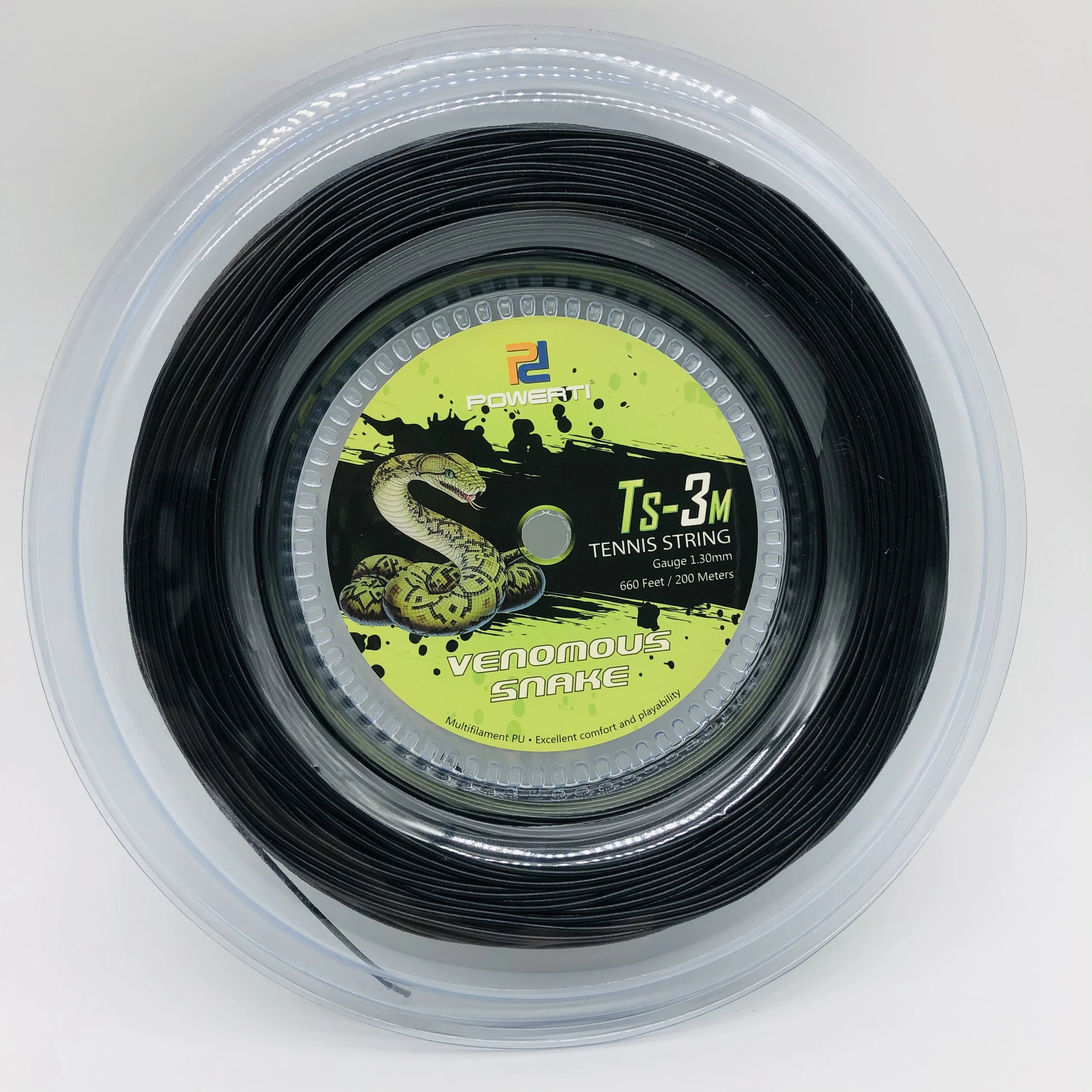 Powerti 1.35mm Tennis String SNAKE Nylon Soft Control Tennis Racket Training String 200m Reel 56-59 Pounds TS-3M