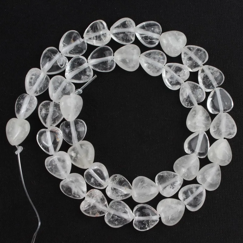 Clear quartz Сердце любовь натуральный камень 10X10 мм красная яшма розовый кварц авантюрин нефрит бусины для самостоятельного изготовления ювелирных изделий браслет ожерелье 15 дюймов - Цвет: Clear quartz
