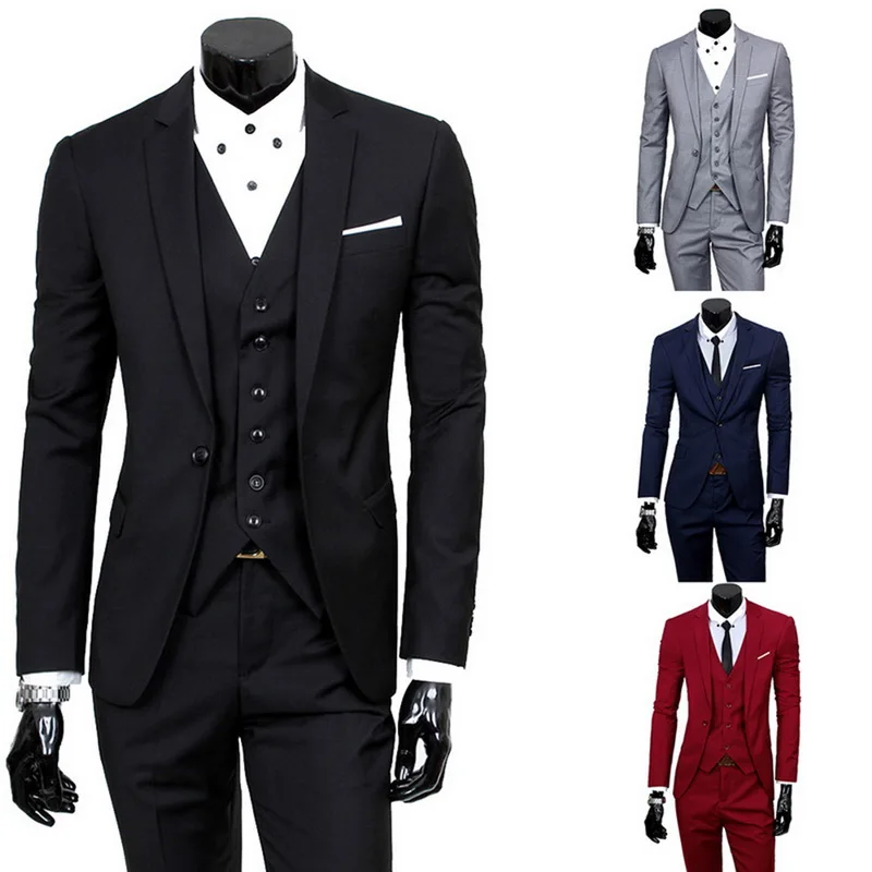 2020 Male Suits Blazer Slim Business Formal Dress Waistcoat Groom Man Suit Exquisite Weeding Office Set Thin Blazer