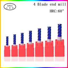 HRC60° 4 Флейта концевая фреза 1,5 мм 1~ 20 мм 6 мм 8 мм 12 мм токарный станок держатель инструмента CNC карбидный Металл фреза