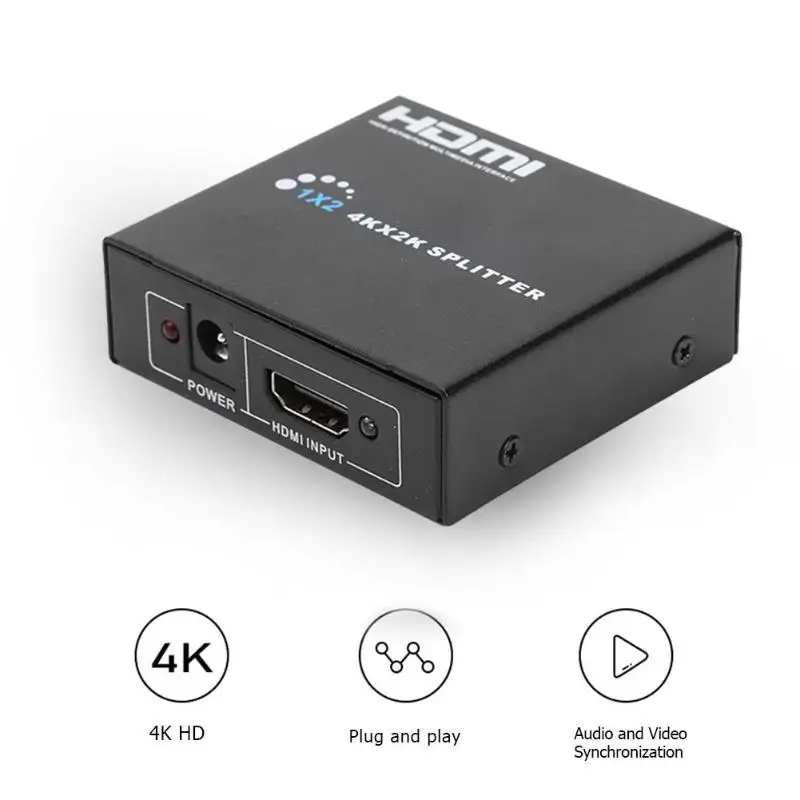 HDMI сплиттер 1x2 высококачественный удобный портативный тонкий HDMI конвертер 1 в 2 Переключатель 4K HDMI Переключатель Селектор