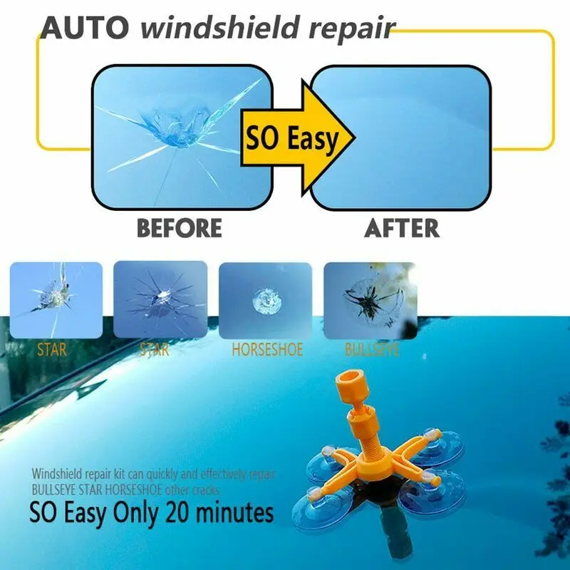 Glass Corrector Set Windscreen Windshield Repair Kit Tool Crack Repairing for Car Vehicle JA55