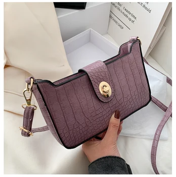 

ins popular bag female 2020 new simple stone pattern embossed female bag Korean casual single shoulder messenger bag