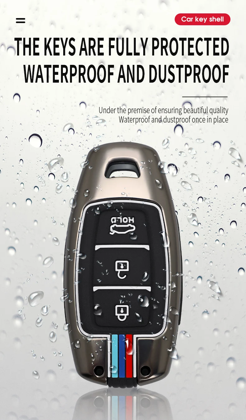 In lega di zinco Gel di silice copertura della cassa chiave dell'automobile Shell per Hyundai i30 Ix35 Encino Azera Accent TM palizzata Santa Fe accessori Auto - H305aaabe3c1f4b50a0d0a335a731b8e03