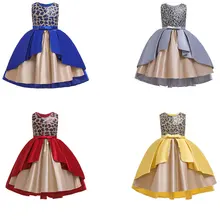 Детские вечерние платья без рукавов с леопардовым принтом и блестками для девочек на свадьбу торжественные платья принцессы для выступлений