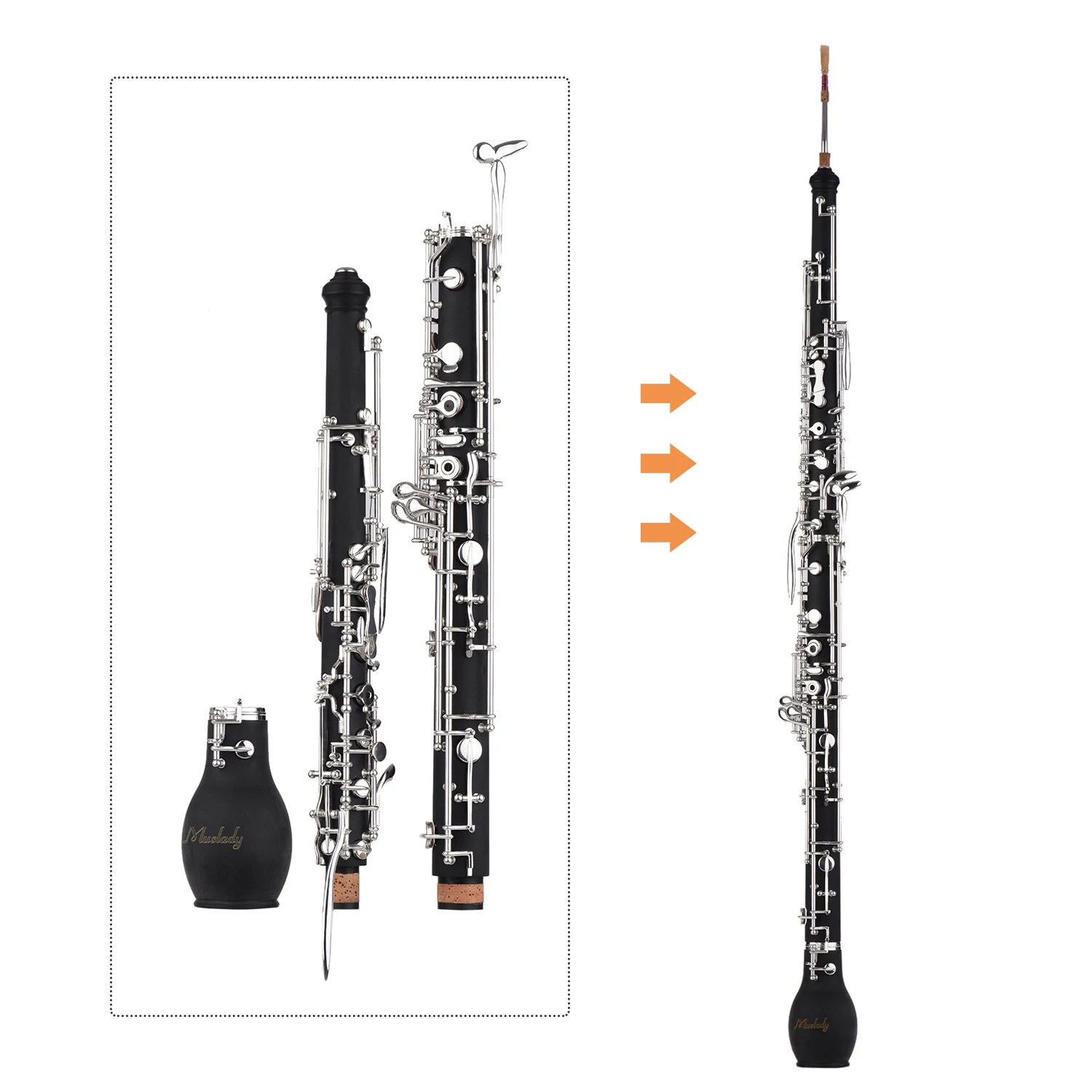 Muslady профессиональный английский Рог Alto oboe F ключ синтетический деревянный корпус посеребренные ключи деревянный духовой инструмент с тростниковыми перчатками