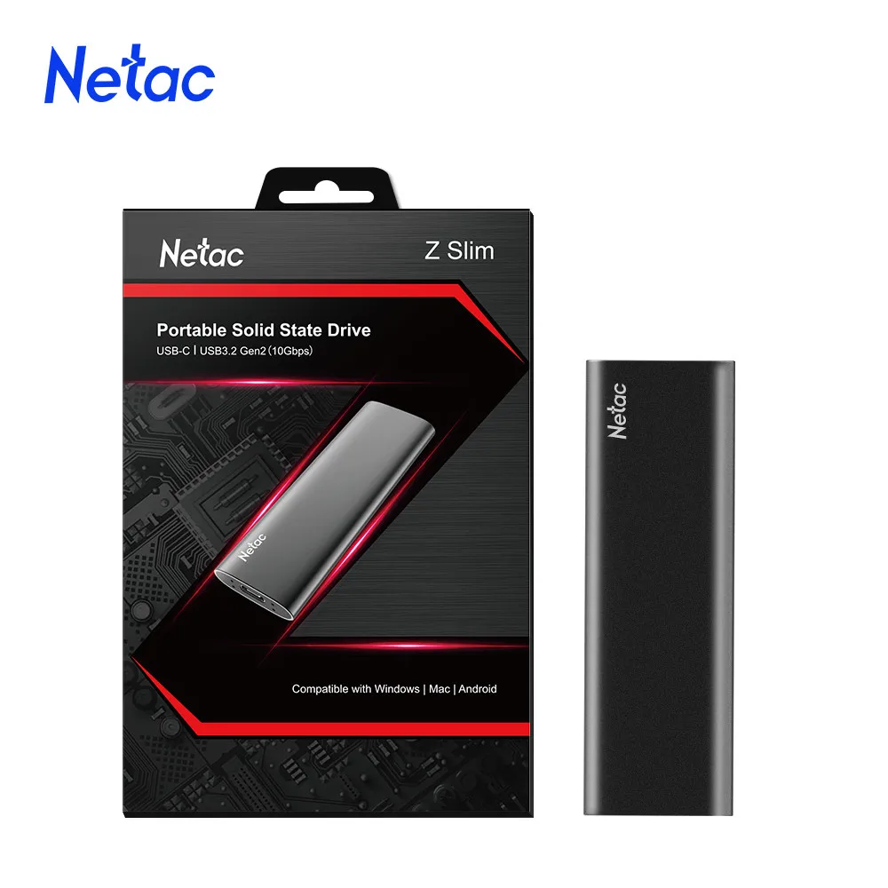 Портативный SSD накопитель Netac 1 ТБ 2 500 Гб внешний 250 ГБ твердотельный USB 3 Gen2 Type C для