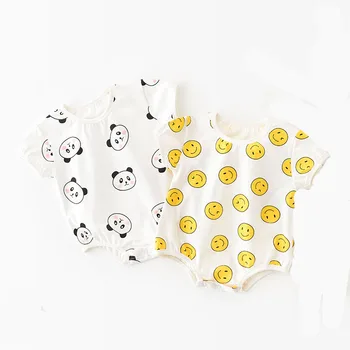

Summer of 2020 Baby Girls Panda Printing Smiley Face Bodysuits