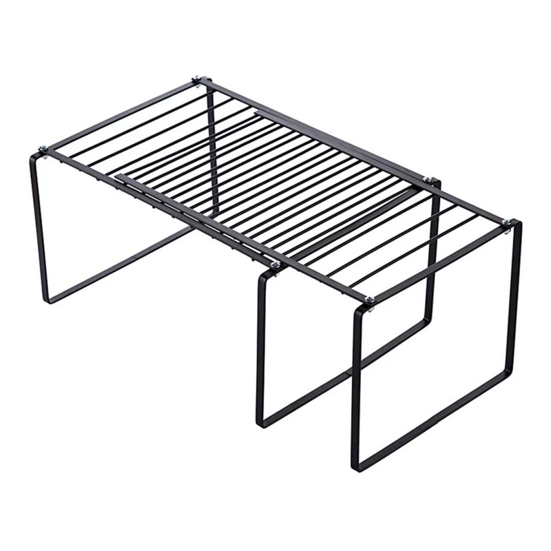 

Retractable Shelf Stackable Sliding Rack Organizer Iron Storage Rack for Cabinets Tableware Countertops for Home