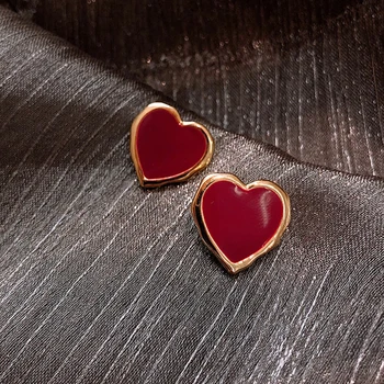 

RscvonM New Fashion Women Stud Earrings Red Love Heart Shape Earrings Girl Fashion Acrylic Resin Jewelry Gifts Brincos