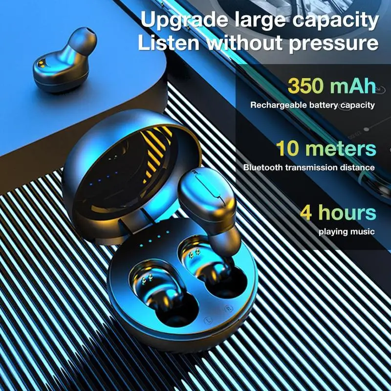 Mini Bluetooth Headset with Charging Box HD Noise Reduction Bluetooth 5 0 Wireless Sports Earbuds HIFI Stereo