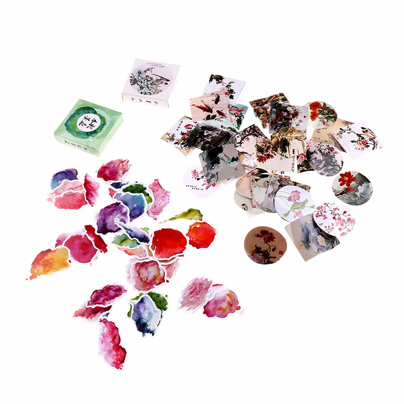 40pcs Watercolor Ink Paper Sticker Diy Diary Decor Lovely Sticker Cute Album Diary Book Decor DIY Stickers
