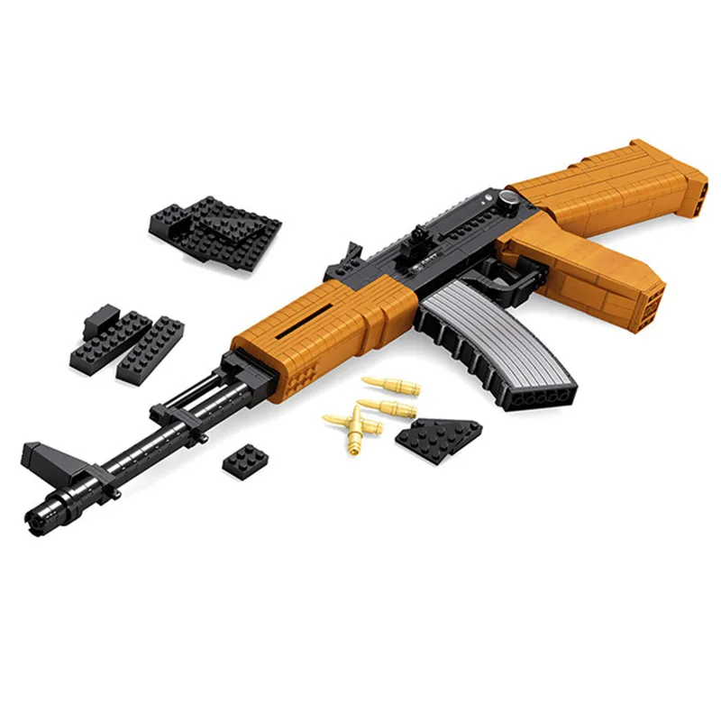 Супер оружие всемирно известный пистолет AK47 Модель Сборка кирпича строительные