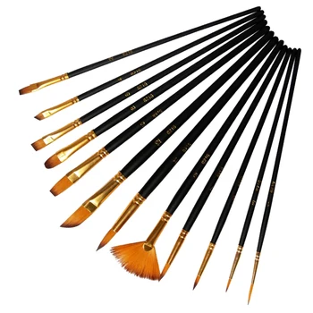 

12 PCs Artist Art Supplies Pen Paint Brush Set Different Size Beginner Learning DIY Drawing Tool Acrylic Oil Painting Nylon Hair