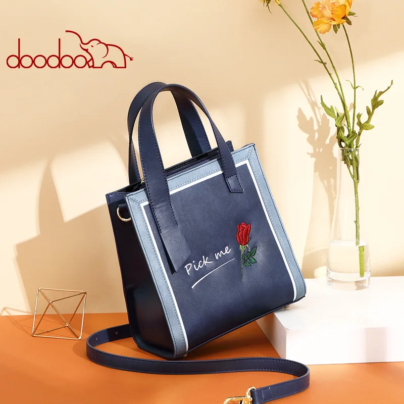 

2019 Autumn and Winter New Wild Style Embroidery Flower Tote Bag Fashion Portable Diagonal Bags Casual Shoulder Messenger Bags