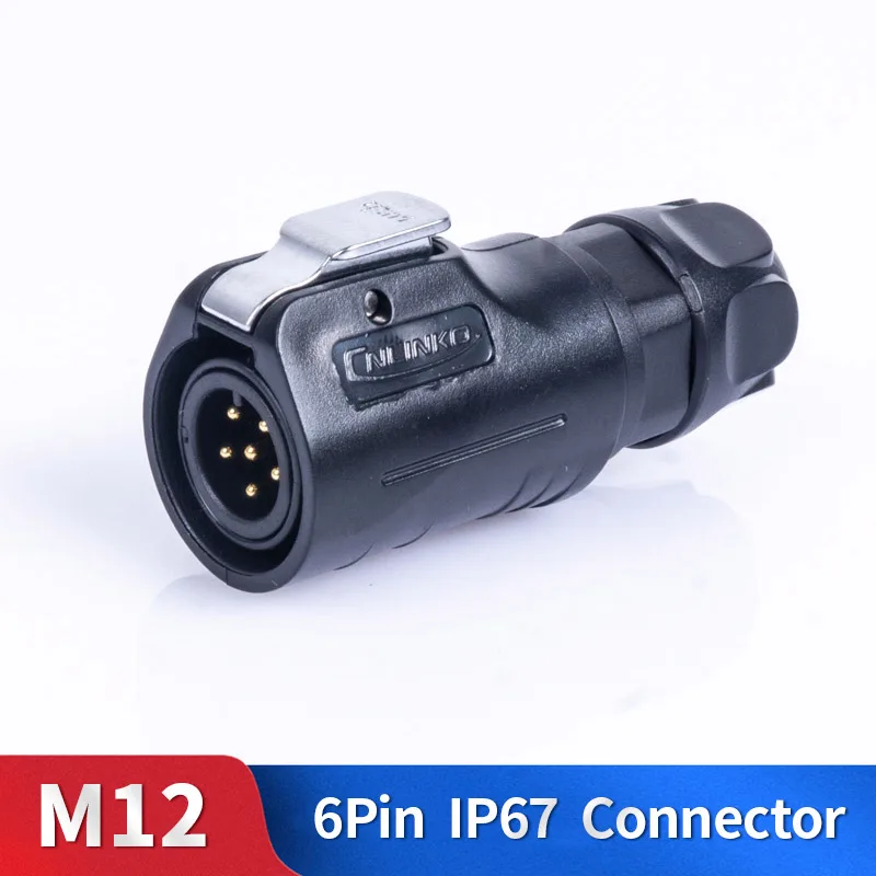 

M12 6 Pin Waterproof Connector Kit Plastic Shell Male and Female Industrial Outdoor Lighting Cable Plug and Socket