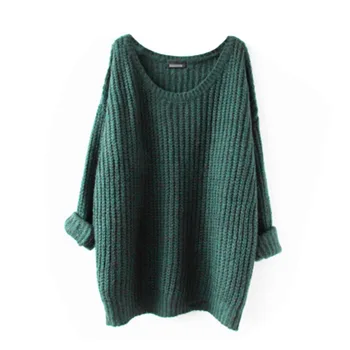 

Fashion Medium Length Women Loose Sweaters Round Collar Slim Fit Warm Pullovers Leisure Daily Wear Autumn Female Knitting Tops
