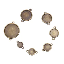 

10pcs Alloy Antique Bronze 8-25mm Bracelet Tray Connector Round Blank Bezel For DIY Jewelry Making Bangle Accessories