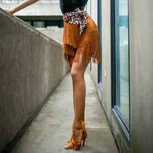 Sexy Latin Dance Skirt Women Cha Cha Tango Salsa Samba Rumba Fringe Performance Hips Scarf Ballroom Practice Dancing Wear DF1703