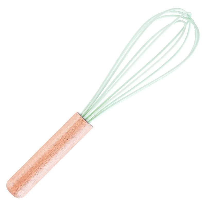 Green Silicone Utensils Cooking Kitchenware Tool Set With Wooden Multifunction Handle Non-Stick Spatula Ladle Egg Beaters Shovel