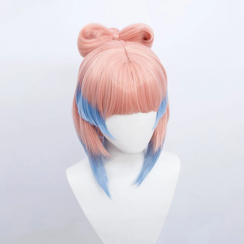 Wig Cosplay Synthetic Kokomi Genshin Impact Sangonomiya Pink Blue Ombre Wigs for Women Long Ponytail Extensions Straight Bangs 2