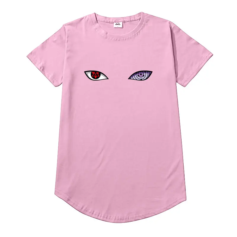 Новое поступление Harajuku аниме футболка Наруто Учиха Узумаки Хатаке глаза печать o-образным вырезом футболка хип хоп Уличная футболка Топы - Цвет: Pink