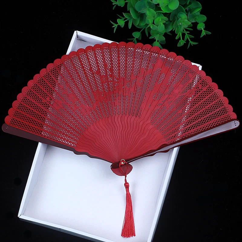 Openwork Craft Gift Chinese Fan Decorative Vintage Full Bamboo Folding Hand Fan Traditional Carved Handheld Portable Fans
