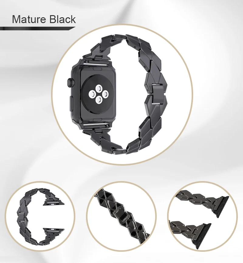 Браслет или ремешок для ручных часов Apple 40 мм 44 мм iWatch Apple Watch Band 38 мм 42 мм Серия 1 2 3 4 5 браслет из нержавеющей стали серебристо-черный