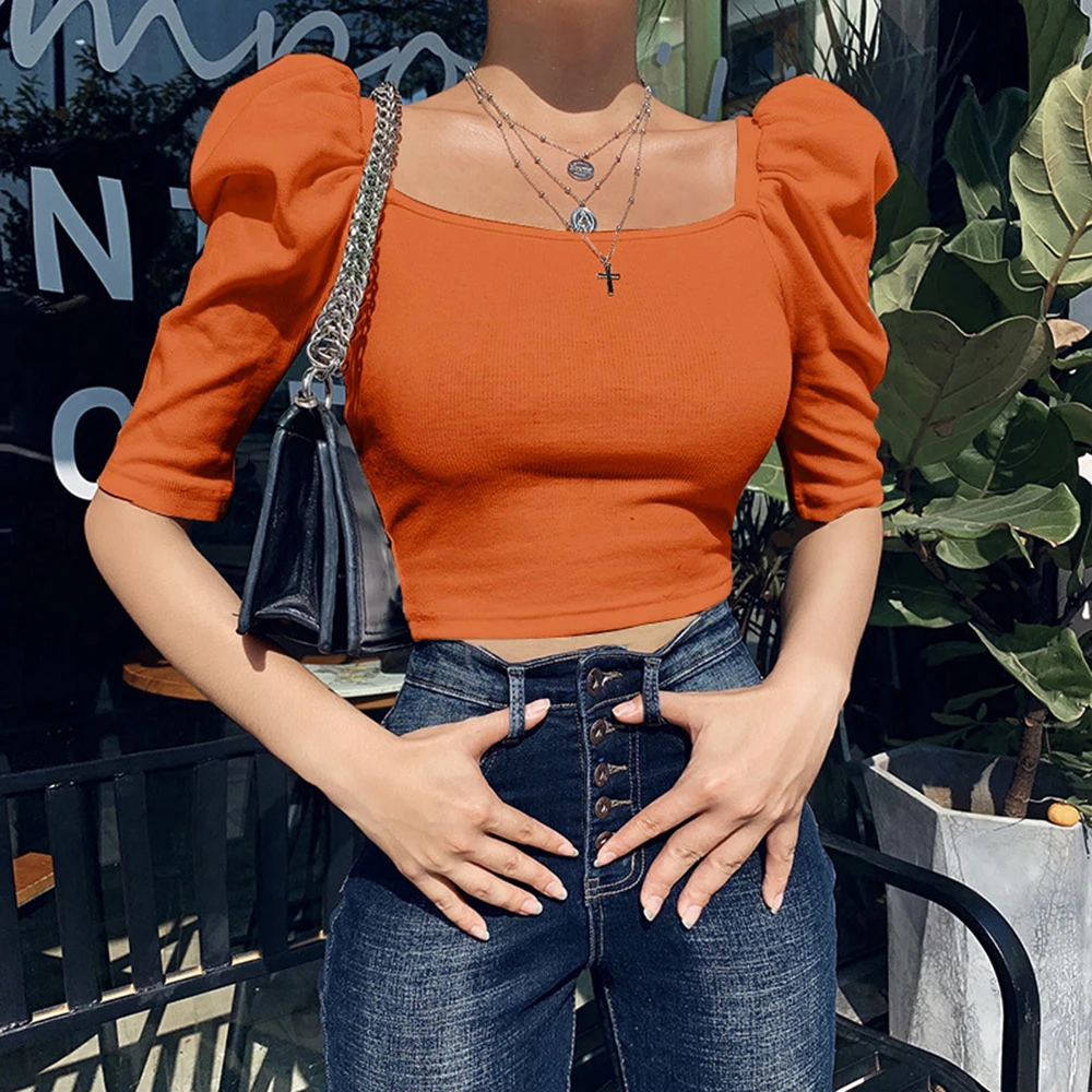 Модная женская тонкая трикотажная футболка кроп-топы Femme Blusa Mujer повседневная