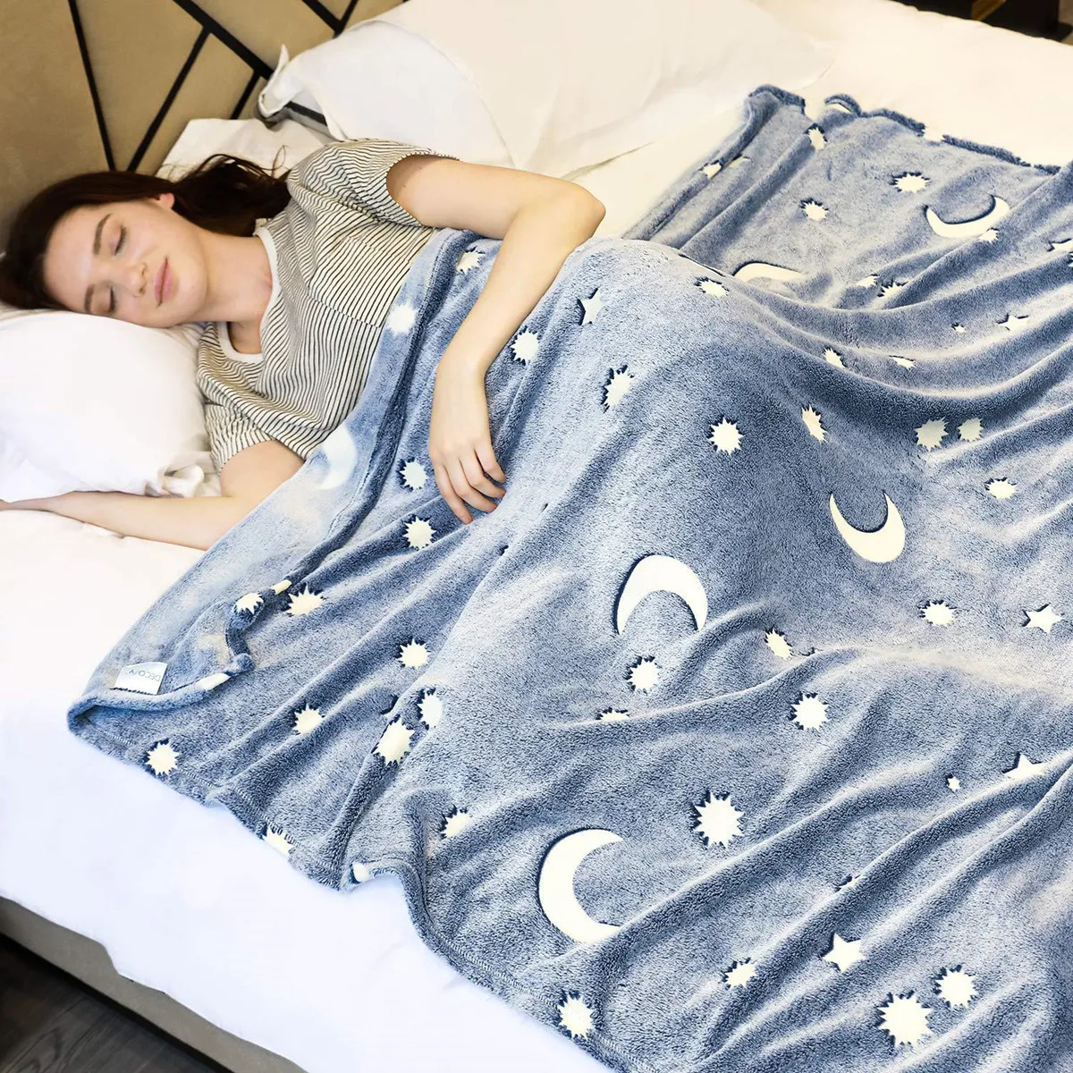 Flannel Blankets Luminous Night Fluorescent Moon Fluorescent Stars
